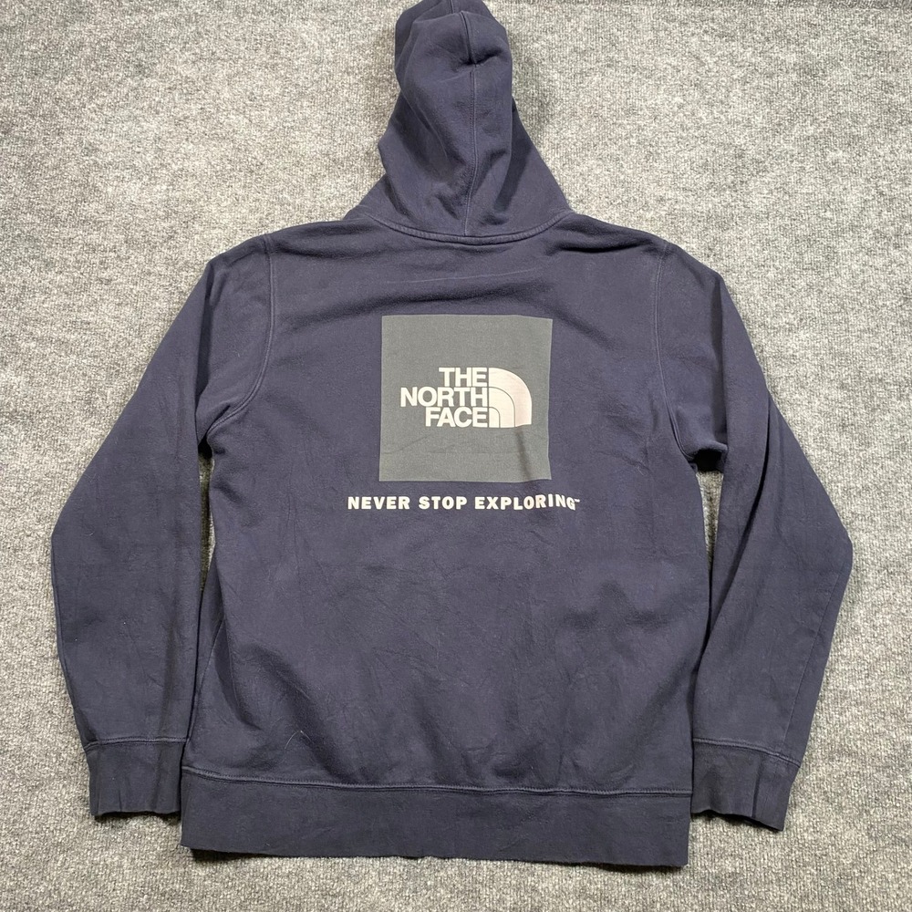 The North Face Mens Navy Blue Graphic Box Logo Pullover Hoodie A3FRE Large